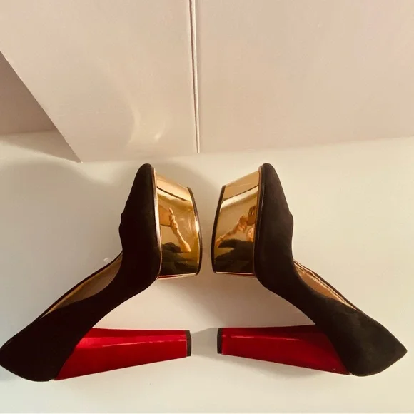 Zara EU Size 41 Striking Black/ Red /Gold  Platform Dress/Prom shoes - Picture 5 of 10